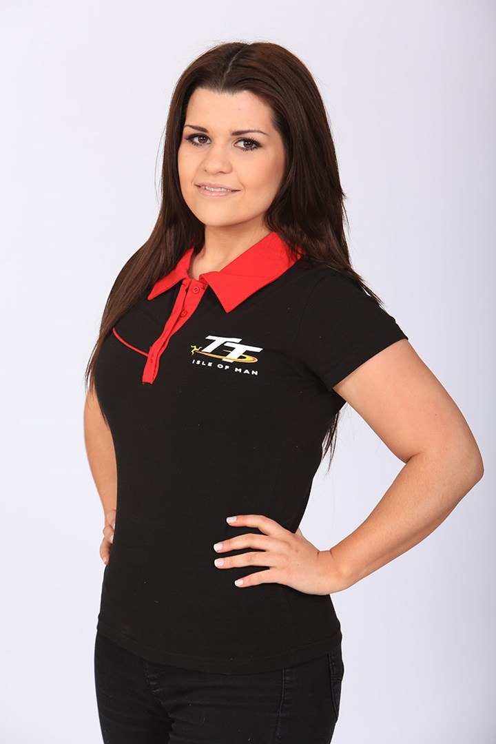 TT 2012 Ladies Polo Black Red Collar - click to enlarge