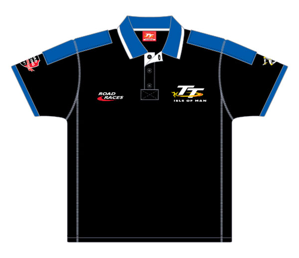 TT Polo Black Blue Collar White Trim