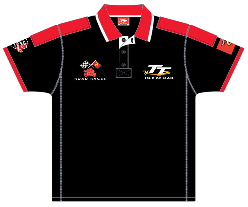 TT Polo Black/Red Bike 2 Flags