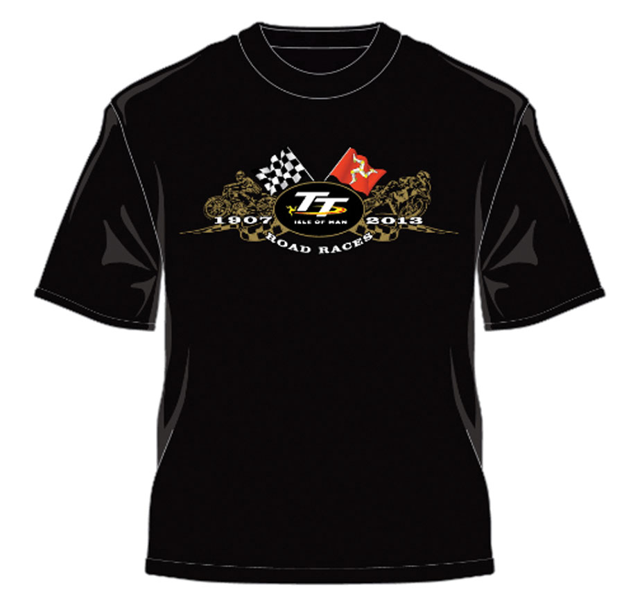 TT 2013 Road Races 2 Flags T Shirt Black