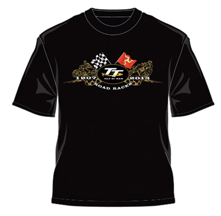 TT 2013 Road Races 2 Flags T Shirt Black - click to enlarge