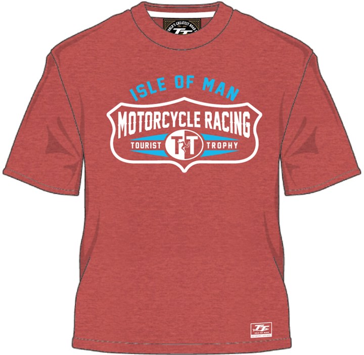 TT 2014 Vintage Motorcycle Racing Tourist Trophy T Shirt Dark Red - click to enlarge