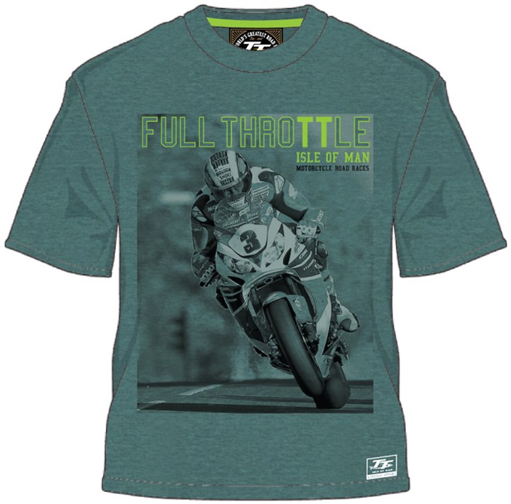 TT 2014 Vintage Full Throttle T Shirt Green - click to enlarge