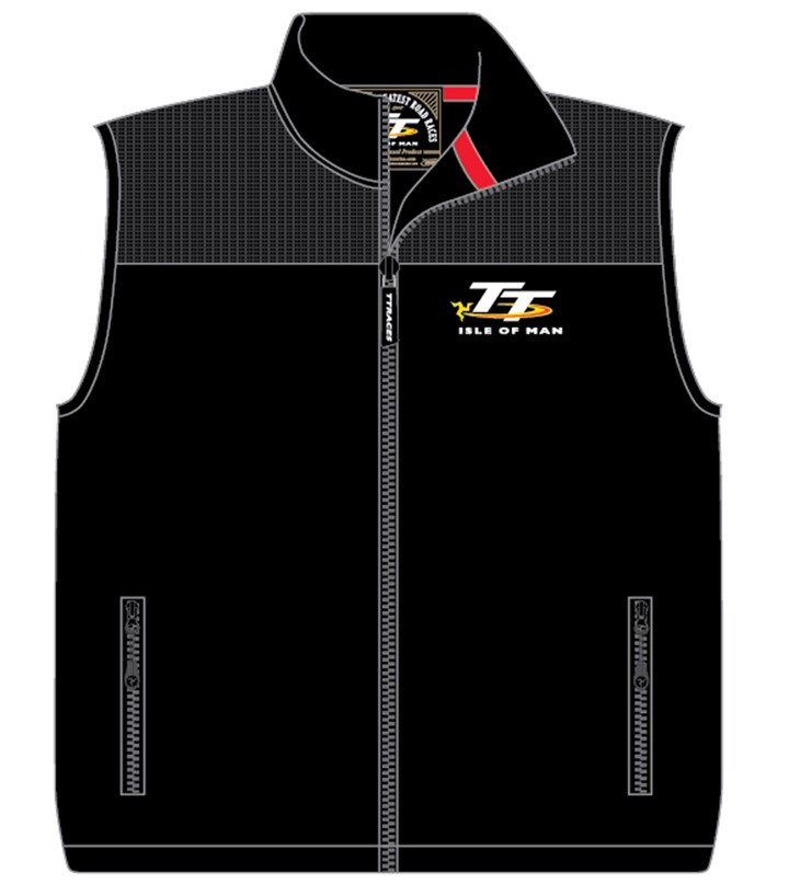 TT 2015 Bodywarmer Black Fleece with material shoulders - click to enlarge
