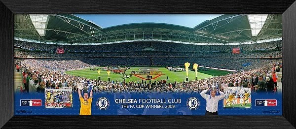 Chelsea 2009 FA Cup Line Up Wall Mounted Framed Photo (30" x 11")