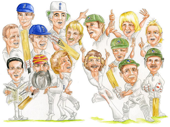 Ashes Legends Cartoon Print