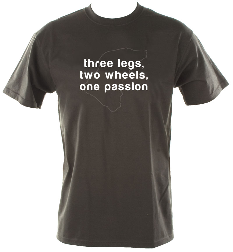 Three Legs Two Wheels One Passion T Shirt Slate