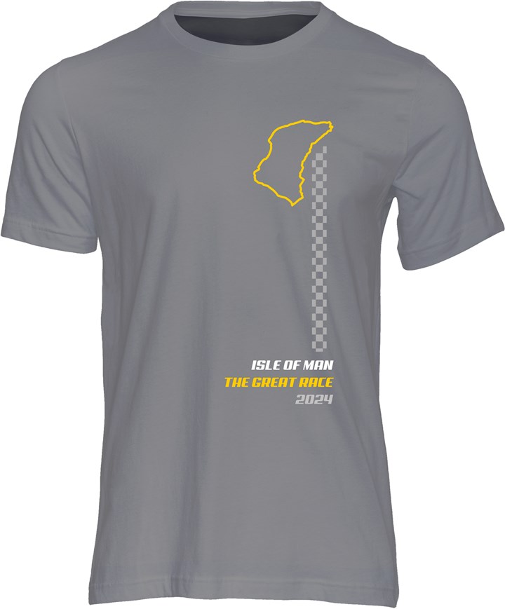IoM Great Race 2024 T-Shirt, Charcoal - click to enlarge