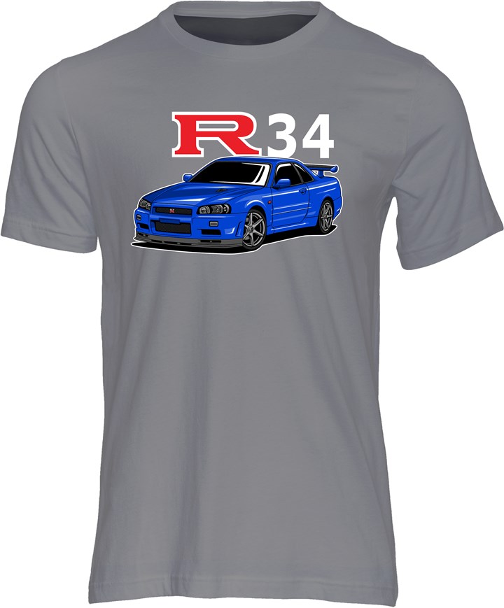 Dream Car Nissan Skyline R34 GTR T-shirt Charcoal - click to enlarge