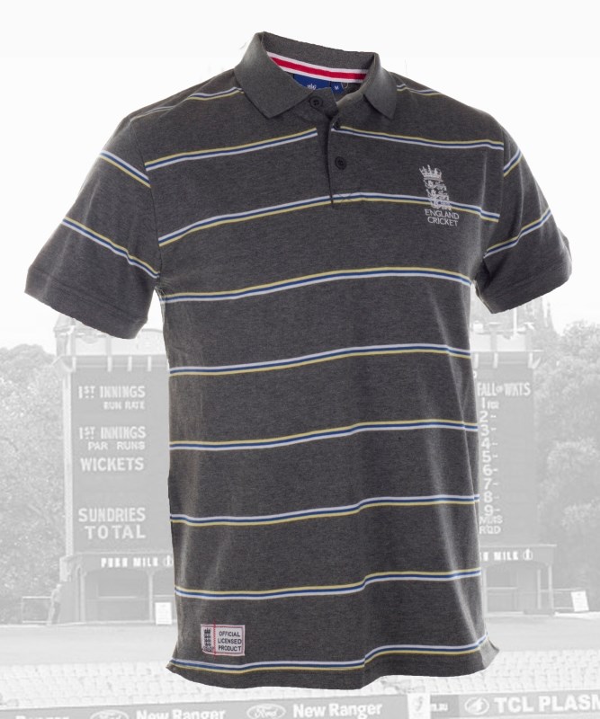 England Cricket Fashion Striped Jersey Polo - click to enlarge