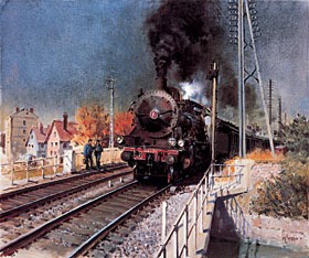 Limited Edition Signed Print A Local Train Pulls Out - click to enlarge