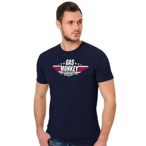 Gas Monkey Garage Top Gun T-Shirt, Heather Blue - click to enlarge