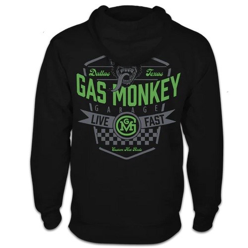 Gas Monkey Live Fast Zip Hoodie, Black - click to enlarge