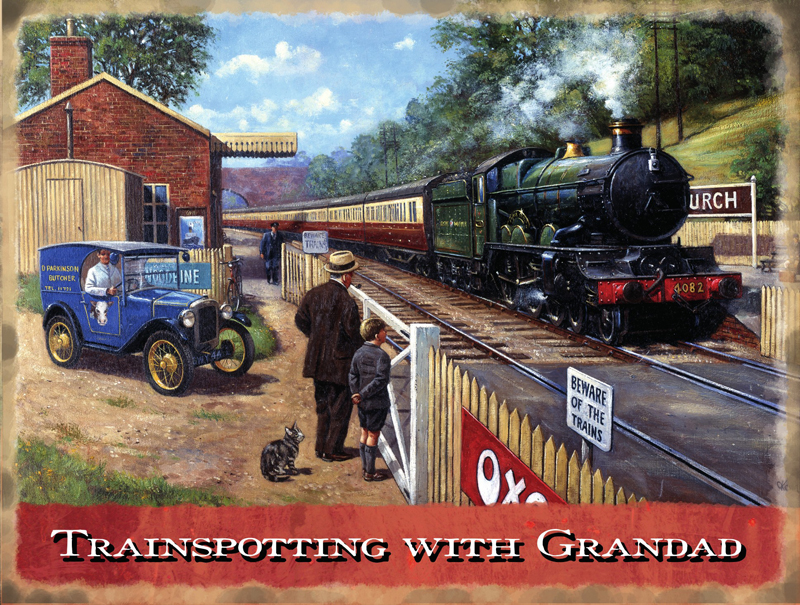 Trainspotting with Grandad Metal Sign