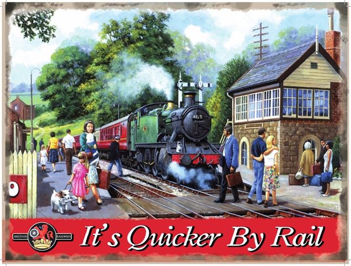 Its Quicker By Rail Metal Sign - click to enlarge
