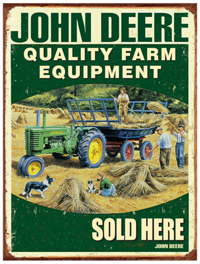 John Deere Farm Equipment Metal Sign