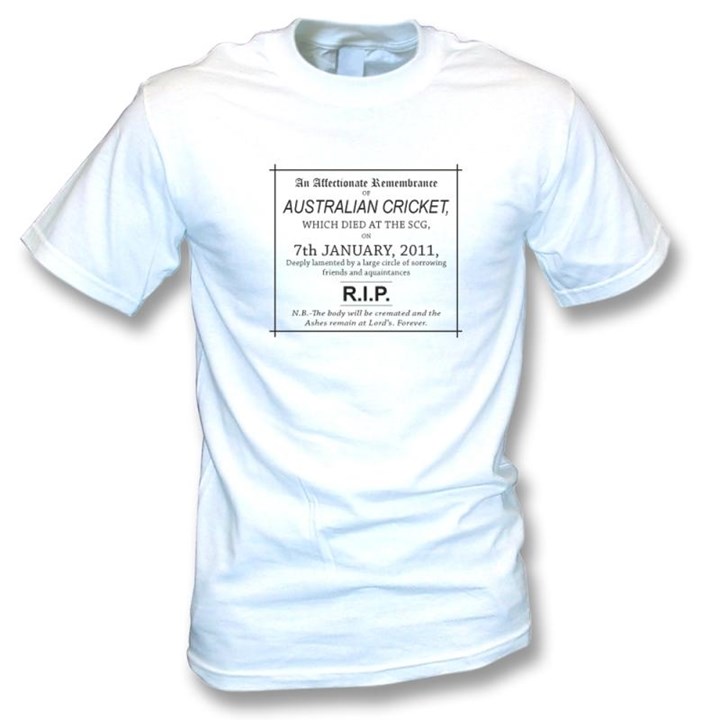 PunkCricket - Ashes Remembrance 2011 (White T-Shirt) - click to enlarge