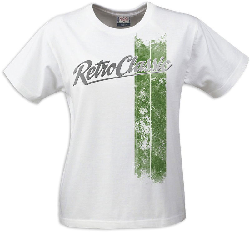 Racing Stripes Green Ladies T-Shirt White