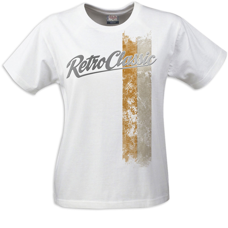 Racing Stripes Brown/Natural Ladies T-Shirt White