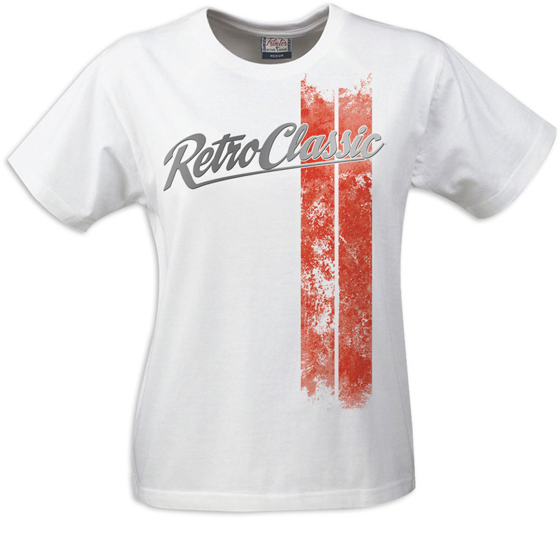 Racing Stripes Red Ladies T-Shirt White