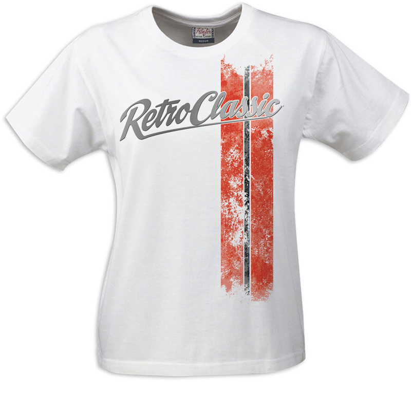 Racing Stripes Red/Black Ladies T-Shirt White