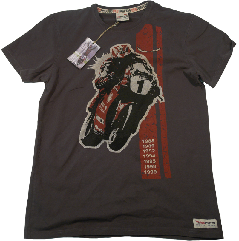 Carl Fogarty Retro Bike T Shirt Graphite