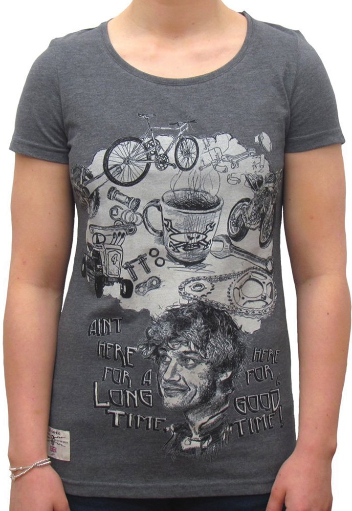 Primo Good Times Guy Martin Ladies T-Shirt Graphite - click to enlarge