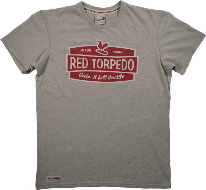 Primo Retro Red Torpedo T Shirt Grey - click to enlarge