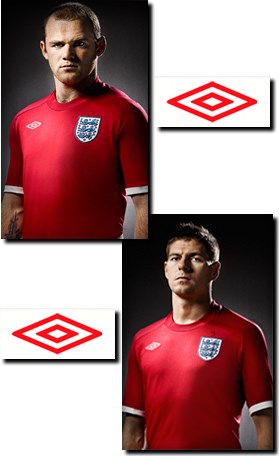 Official Umbro 2010/12 England Away Football Shirt (Adult, short sleeve) - click to enlarge