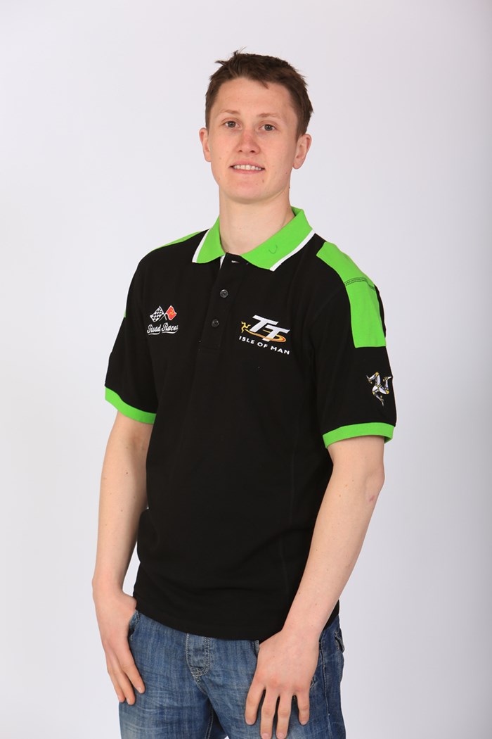 TT 2013 Road Races Polo Black Green Trim - click to enlarge