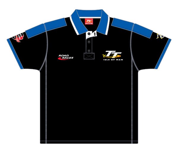 TT Polo Black Blue Collar White Trim - click to enlarge