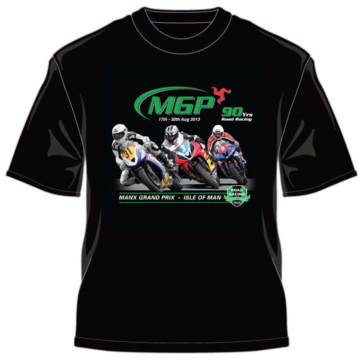 Manx Grand Prix 2013 T-Shirt 3 Bikes Black - click to enlarge