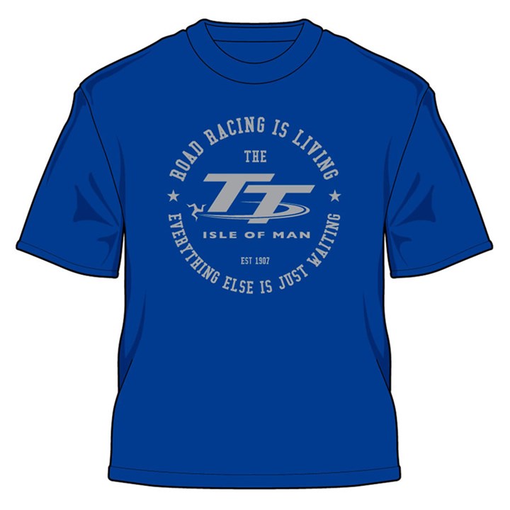 TT  Racing Is Living T-Shirt Royal Blue - click to enlarge