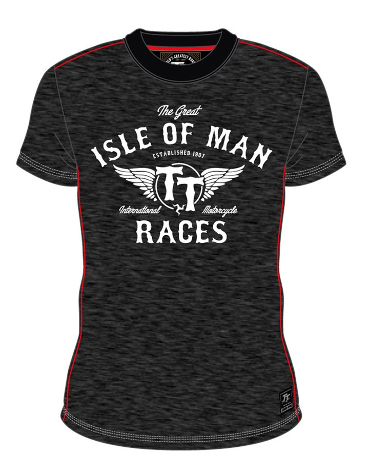 TT  IOM Races Wings Custom T-shirt Black - click to enlarge