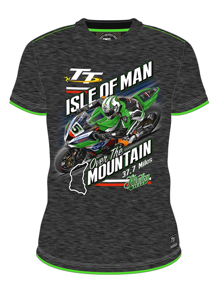 Peter Hickman over the Mountain Custom T- Shirt Grey - click to enlarge