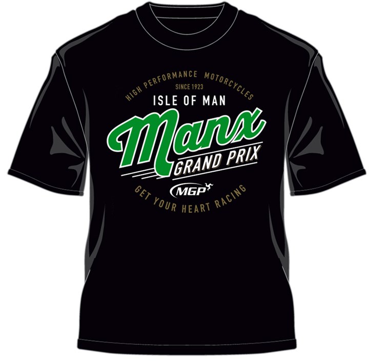 Manx Grand Prix - Get Your Heart Racing T-shirt Black - click to enlarge
