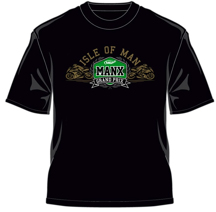 Manx Grand Prix Gold Bikes T-Shirt Black - click to enlarge