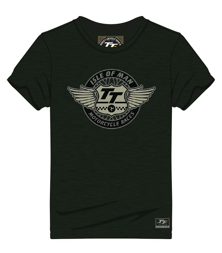 TT Vintage T-Shirt TT Wings Dark Green - click to enlarge