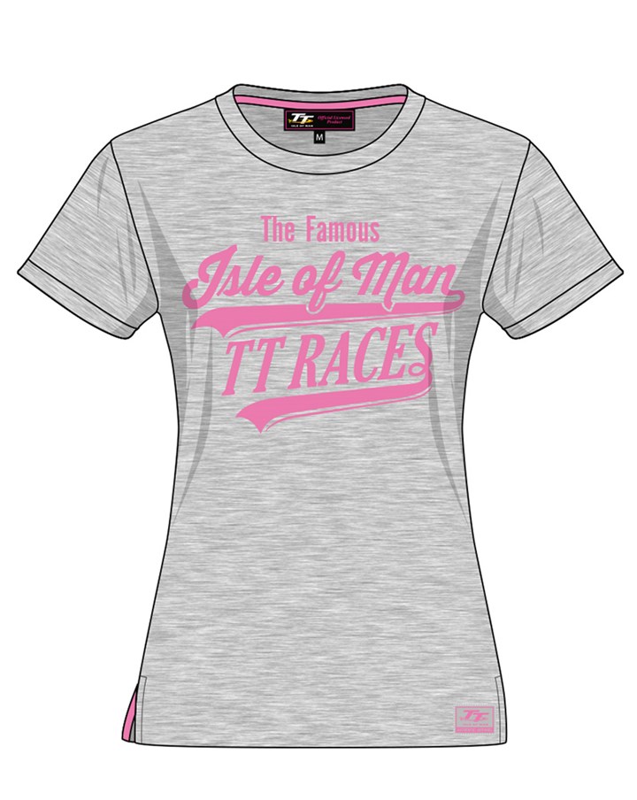 Ladies IOM TT Races T- Shirt Grey - click to enlarge