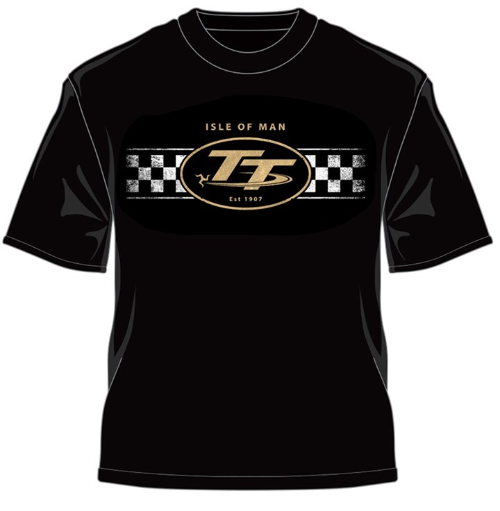 TT Logo & Check Design Retro T-Shirt Black - click to enlarge