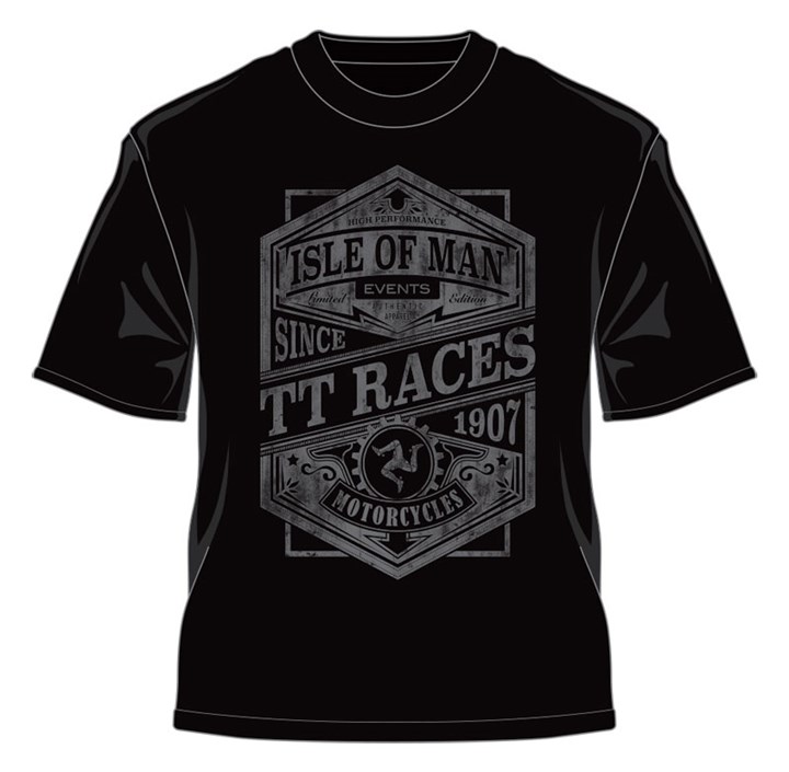 TT Races since 1907 Retro T-Shirt  Black - click to enlarge