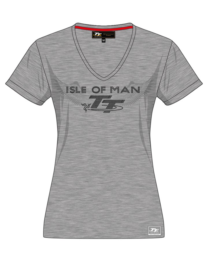TT Wings Ladies Diamonte T-Shirt Grey - click to enlarge