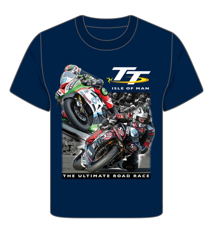 TT 2 Bikes Childs T- Shirt Navy - click to enlarge