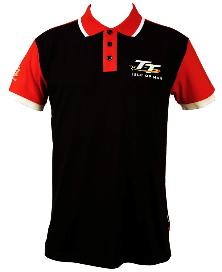 TT Polo Black, Red Shoulder - click to enlarge