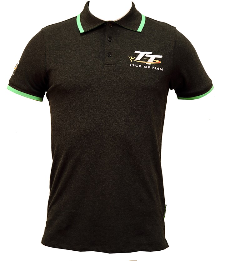 TT Polo Charcoal, Green Trim - click to enlarge