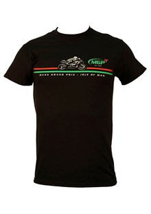 Manx Grand Prix Red/Green Stripe T-Shirt Black
