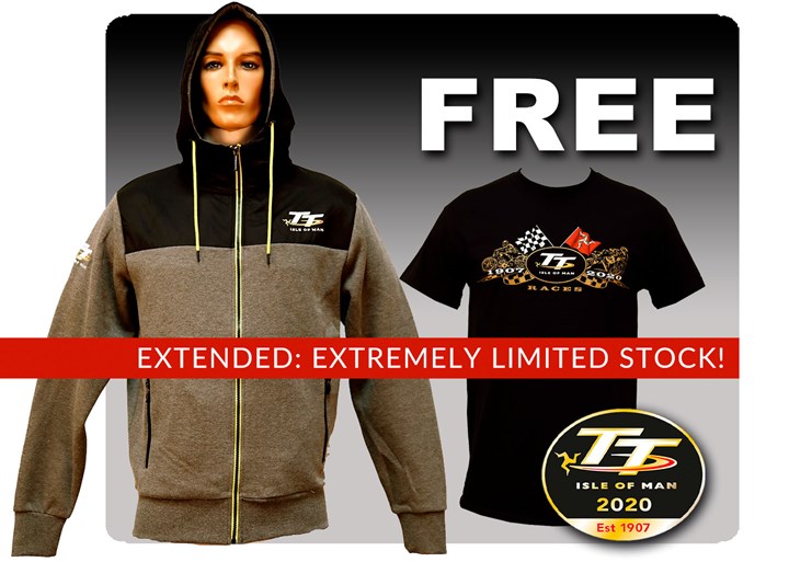 TT Hoodie Grey/Black with Free Gold Bikes T-Shirts and TT Pin - click to enlarge