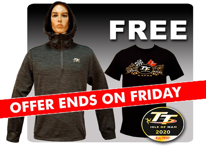 TT Quarter Zip Hoodie with Free Gold Bikes T Shirt and TT Pin - click to enlarge