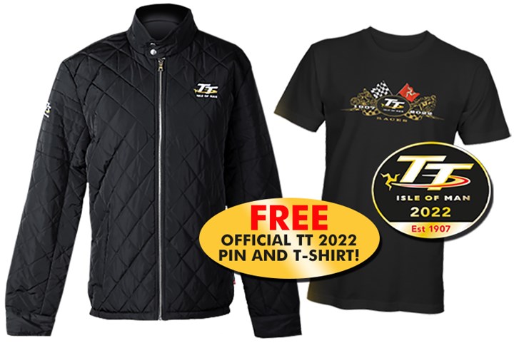 TT Diamond Quilted Mens Jacket Black - with FREE Pin and T-shirt - click to enlarge