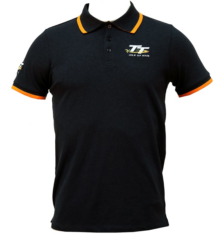 TT Polo Navy Fleck with Orange Trim - click to enlarge